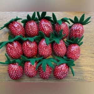 “Wooden Strawberries”. Painted walnut strawberries.14 whole handcrafted berries